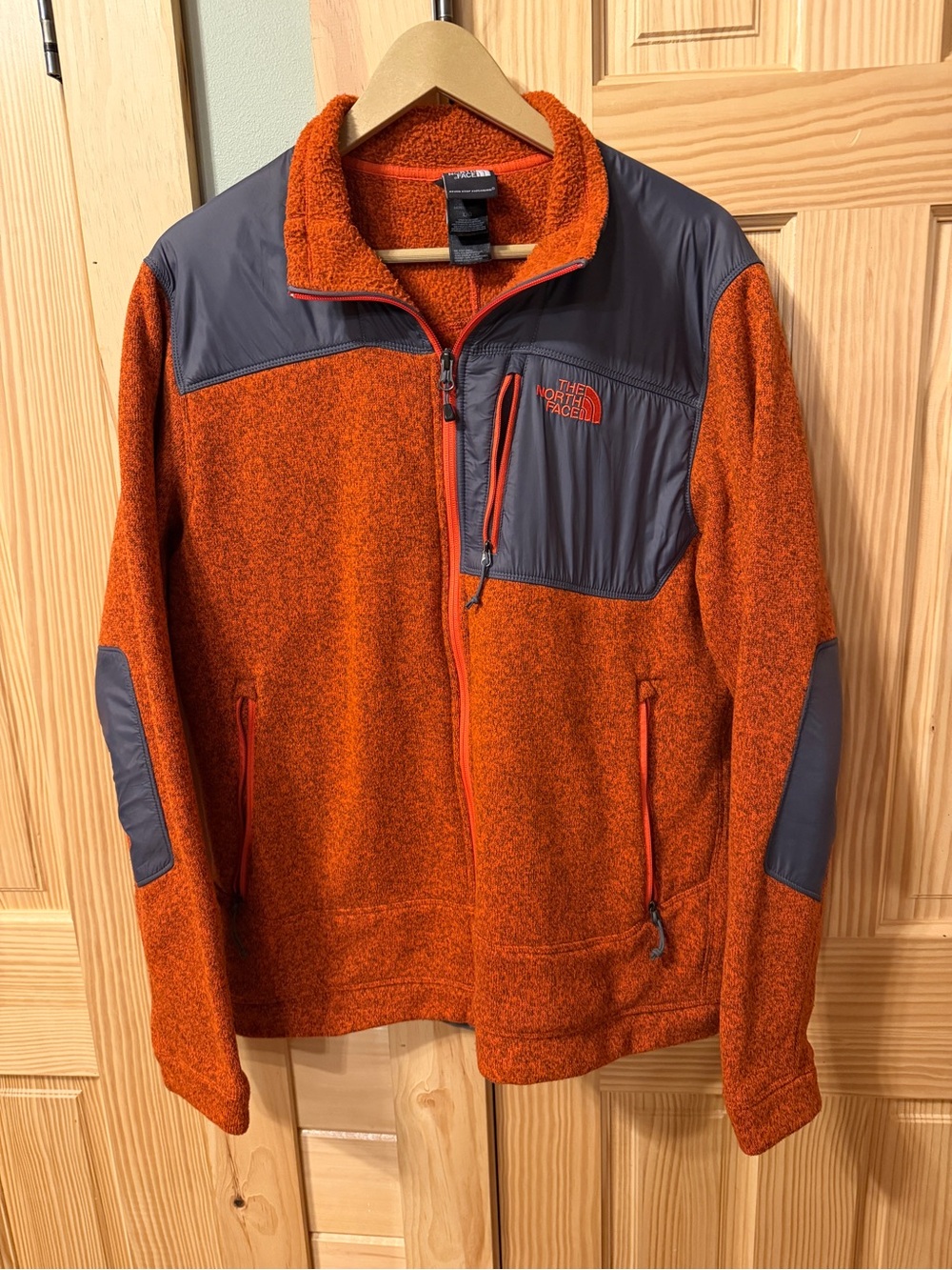 The North Face Orange and Gray Men’s Performance Fleece Jacket large